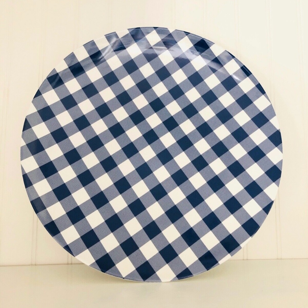 Melamine Blue & White Gingham Dinner Plates 1 pc